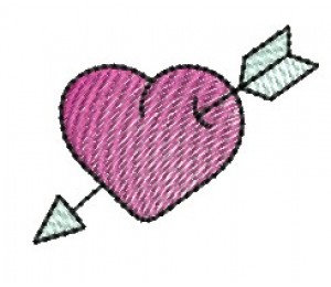 Stickdatei - Retro Herz mit Pfeil